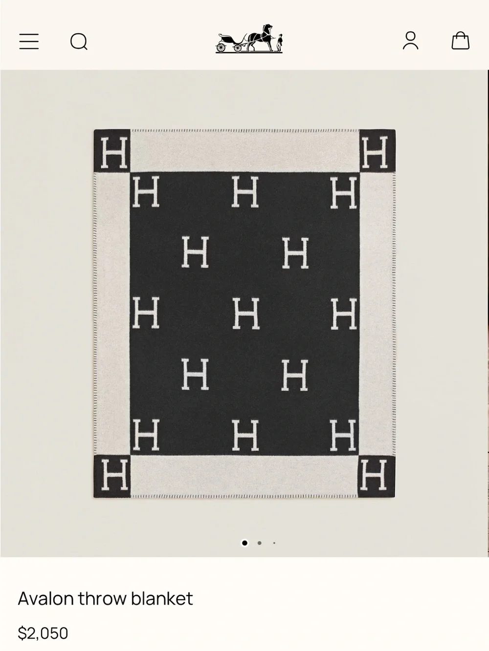 Hermes Avalon Throw Blanket in Écru and Dark Gray